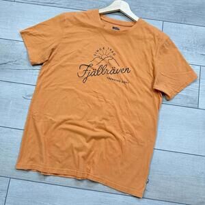 Fjällräven Trekking Equip Tee Mens XL Orange Graphic Outdoor T-Shirt Summer Hike